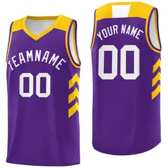 Purple White-Yellow Classic Mesh Basketball Jersey