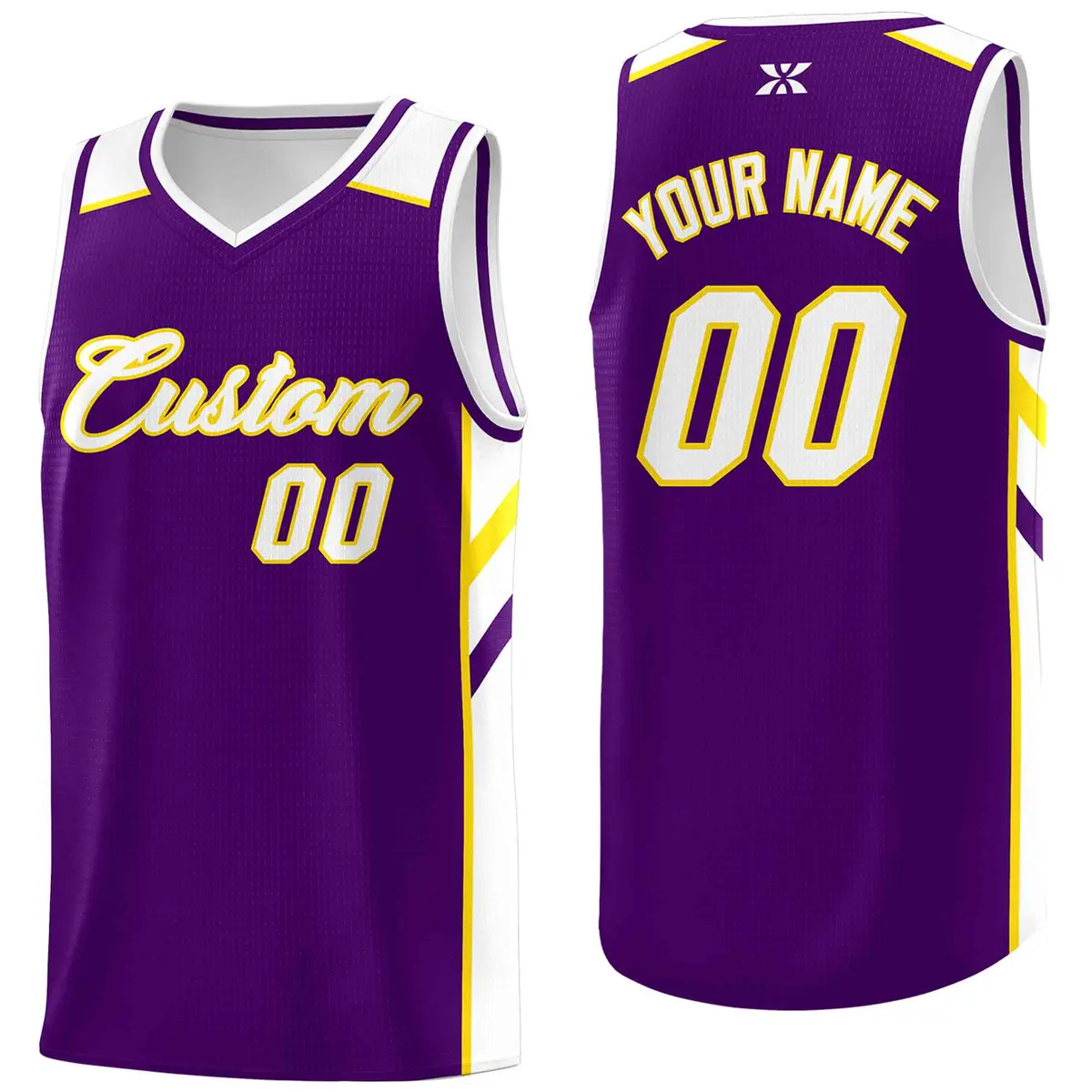 Purple White-Yellow Classic Mesh Sport Basketball Jersey