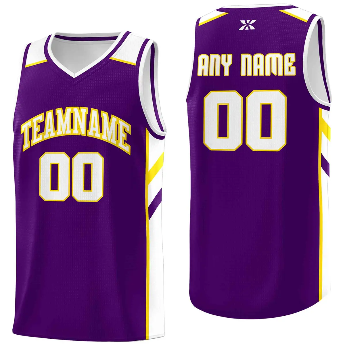 Purple White-Yellow Classic Mesh Sport Basketball Jersey