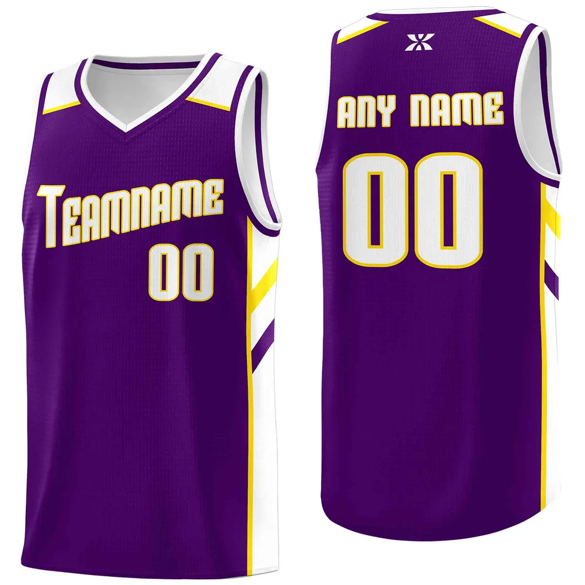 Purple White-Yellow Classic Mesh Sport Basketball Jersey