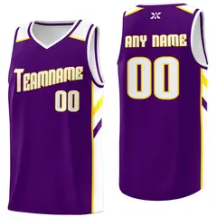 Purple White-Yellow Classic Mesh Sport Basketball Jersey