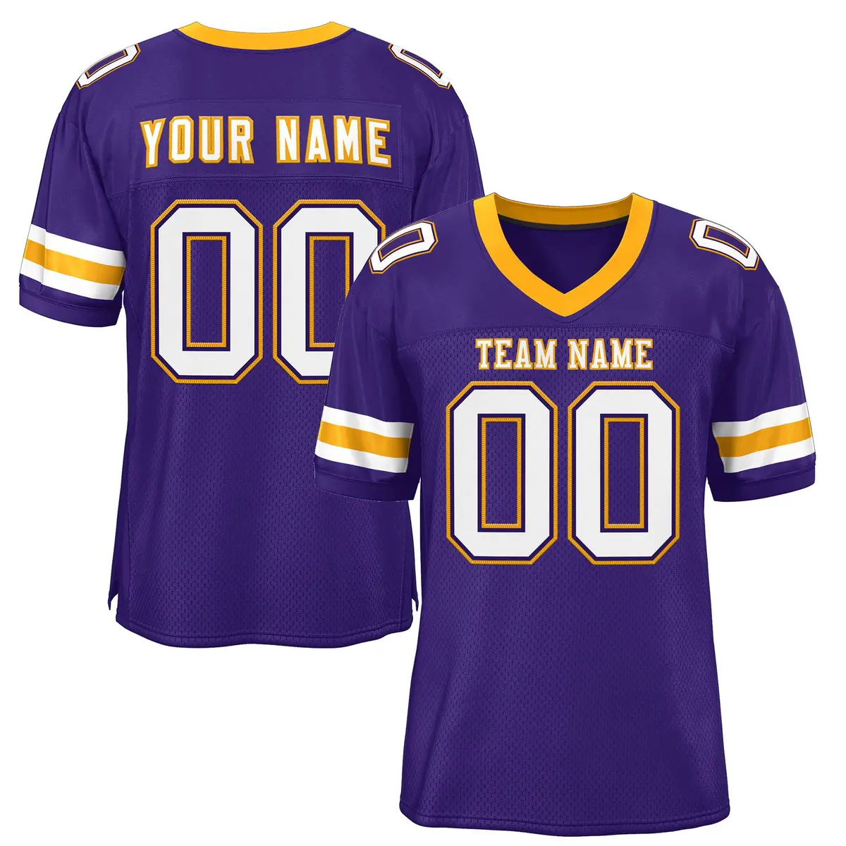 Purple White-Yellow Classic Style Mesh Football Jersey