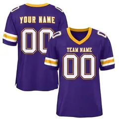 Purple White-Yellow Classic Style Mesh Football Jersey