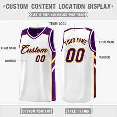 Purple White-Yellow Double Side Casual Basketball Jersey 3