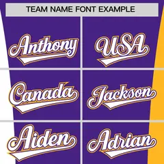 Purple White Yellow Three-Color Block Varsity Letterman Jacket 3