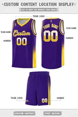 Purple White Yellow Two Tone Font Basketball Jersey 2