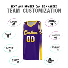Purple White Yellow Two Tone Font Basketball Jersey 3
