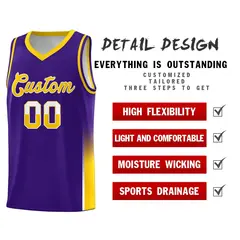 Purple White Yellow Two Tone Font Basketball Jersey 4