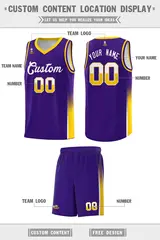 Purple White Yellow Two Tone Font Basketball Jersey 2