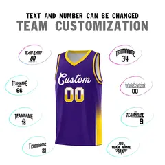 Purple White Yellow Two Tone Font Basketball Jersey 3