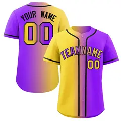 Purple Yellow-Black Gradient Baseball Jersey 1