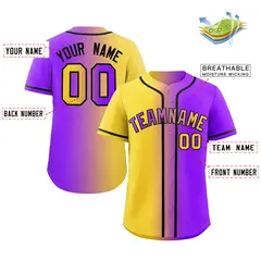 Purple Yellow-Black Gradient Baseball Jersey 2