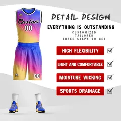 Purple Yellow-Black Gradient Slash Basketball Jersey 2