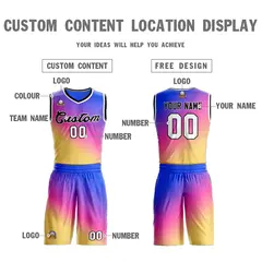 Purple Yellow-Black Gradient Slash Basketball Jersey 3