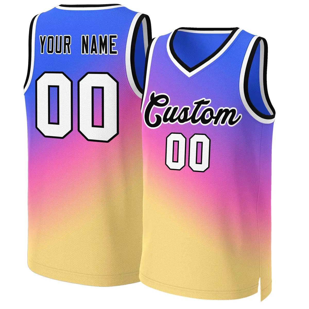 Purple Yellow-Black Gradient Slash Fashion Basketball Jersey