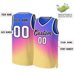 Purple Yellow-Black Gradient Slash Fashion Basketball Jersey 2