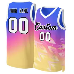 Purple Yellow-Black Gradient Slash Fashion Basketball Jersey