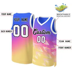 Purple Yellow-Black Gradient Slash Fashion Basketball Jersey 2