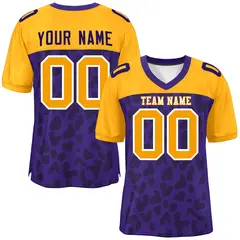 Purple Yellow Camo Raglan Sleeves Authentic Football Jersey