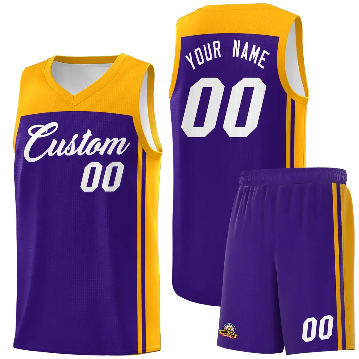 Purple Yellow Classic Sets Basketball Jersey