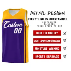 Purple Yellow Classic Sets Basketball Jersey 2