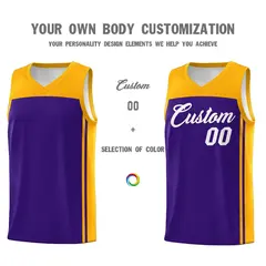 Purple Yellow Classic Sets Basketball Jersey 3