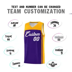 Purple Yellow Classic Sets Basketball Jersey 4