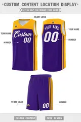Purple Yellow Classic Sets Basketball Jersey 5