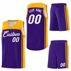 Purple Yellow Classic Sets Basketball Jersey 6