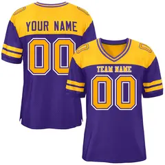 Purple Yellow Color Block Authentic Football Jersey