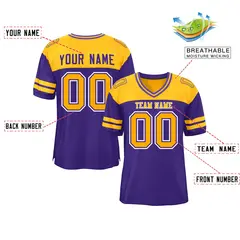 Purple Yellow Color Block Authentic Football Jersey 2