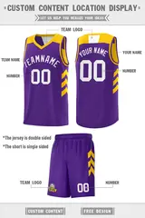 Purple Yellow Double Side Basketball Jersey 2