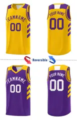 Purple Yellow Double Side Basketball Jersey 3