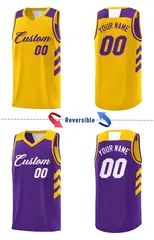 Purple Yellow Double Side Sets Basketball Jersey 3