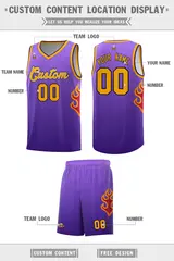 Purple Yellow Flame Gradient Basketball Jersey 2