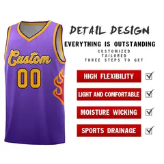 Purple Yellow Flame Gradient Basketball Jersey 5