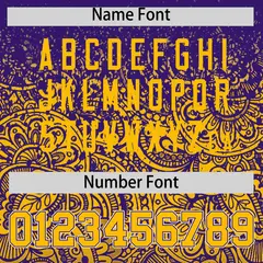 Purple Yellow Floral Gradient Full Button Baseball Jersey 4