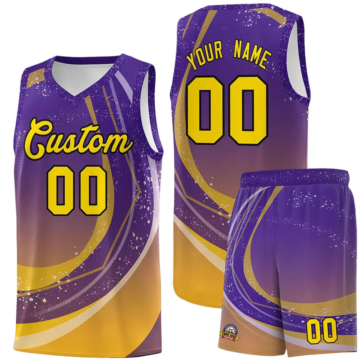 Purple Yellow Galaxy Graffiti Basketball Jersey Uniform