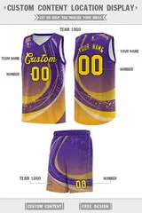 Purple Yellow Galaxy Graffiti Basketball Jersey Uniform 2