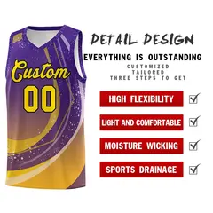 Purple Yellow Galaxy Graffiti Basketball Jersey Uniform 4