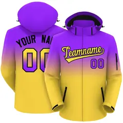 Purple Yellow Gradient Hooded Waterproof Outdoor Jacket 1