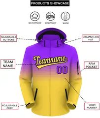 Purple Yellow Gradient Hooded Waterproof Outdoor Jacket 2