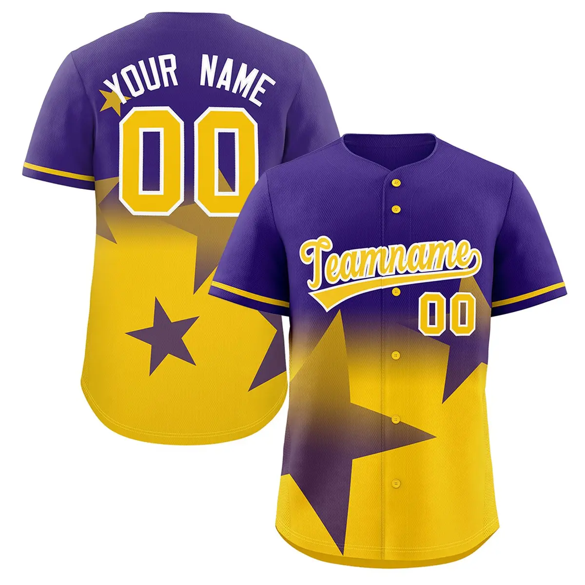 Purple Yellow Gradient Star Graffiti Baseball Jersey