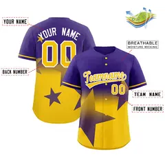 Purple Yellow Gradient Star Graffiti Baseball Jersey 2