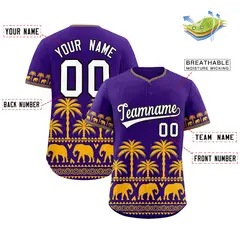 Purple Yellow Graffiti Pattern Bossinia Baseball Jersey 2