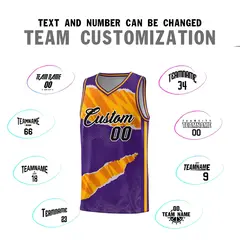 Purple Yellow-Orange Tear Graffiti Basketball Jersey 4