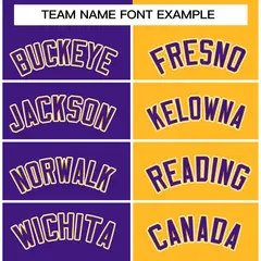 Purple Yellow-Purple Two Tone Split Varsity Full-Snap Letterman Jacket 5