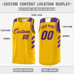 Purple Yellow Reversible Double Side Basketball Jersey 2