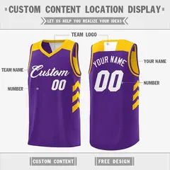 Purple Yellow Reversible Double Side Basketball Jersey 3