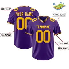 Purple Yellow Square Neckline Football Jersey 2